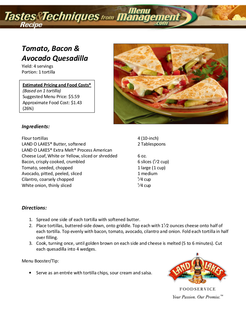 Tomato, Bacon, and Avocao Quesadilla